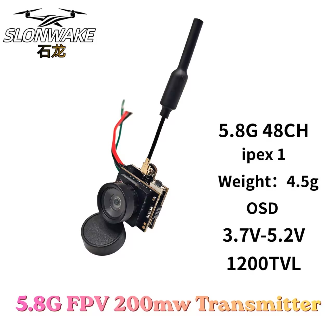 SLONWAKE 5.8G Analog VTX Trans - Drone Racing Camera ulasan dan harga