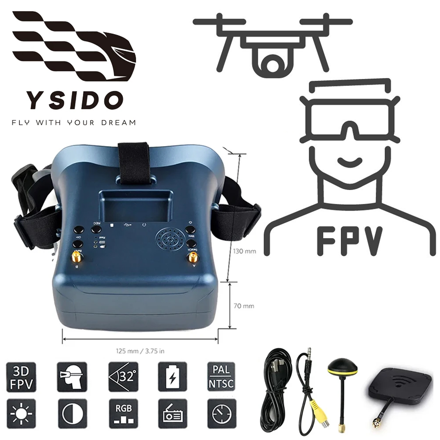 FPV Goggles 008D 5.8G 40CH 4.3 - Drone Racing Goggles ulasan dan harga